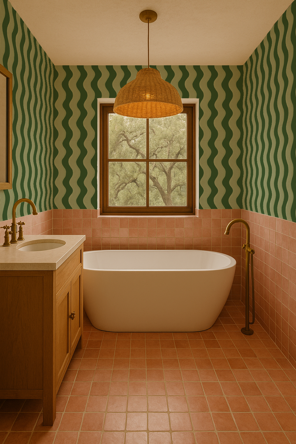 Ziggy Stripe Wallpaper, green and sage - Tampa Home & Garden Store