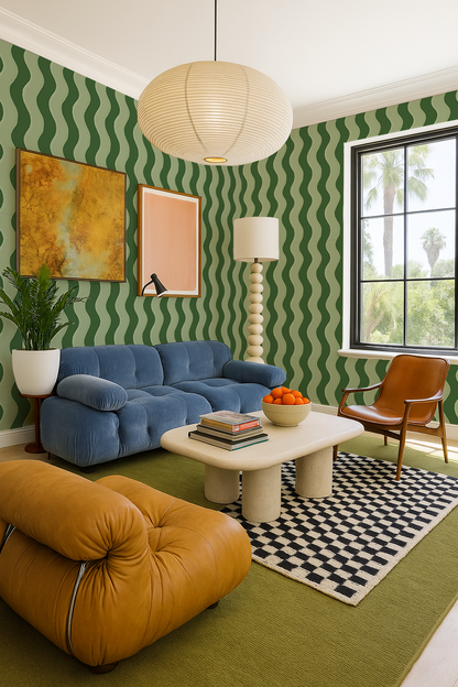Ziggy Stripe Wallpaper, green and sage - Tampa Home & Garden Store