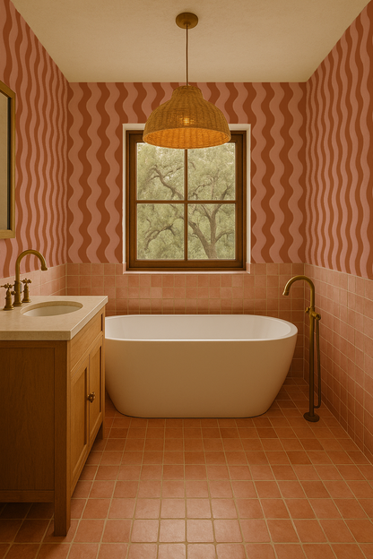 Ziggy Stripe Wallpaper, orange and pink - Tampa Home & Garden Store