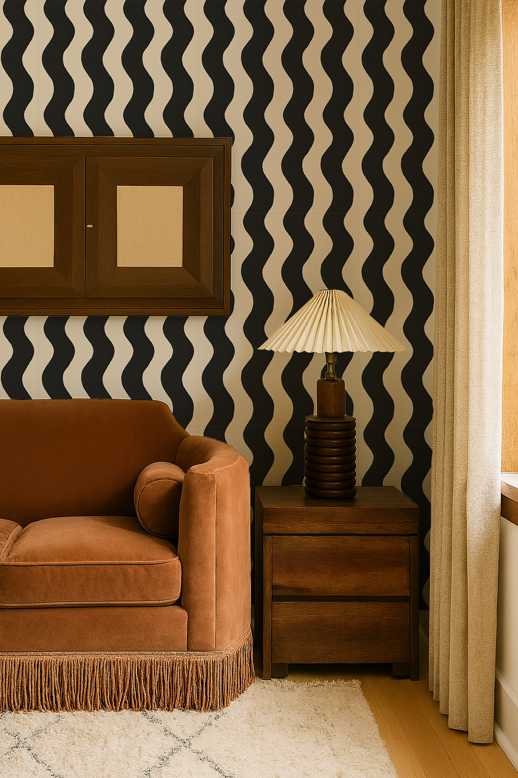 Ziggy Stripe Wallpaper, white and black - Tampa Home & Garden Store