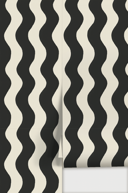 Ziggy Stripe Wallpaper, white and black - Tampa Home & Garden Store