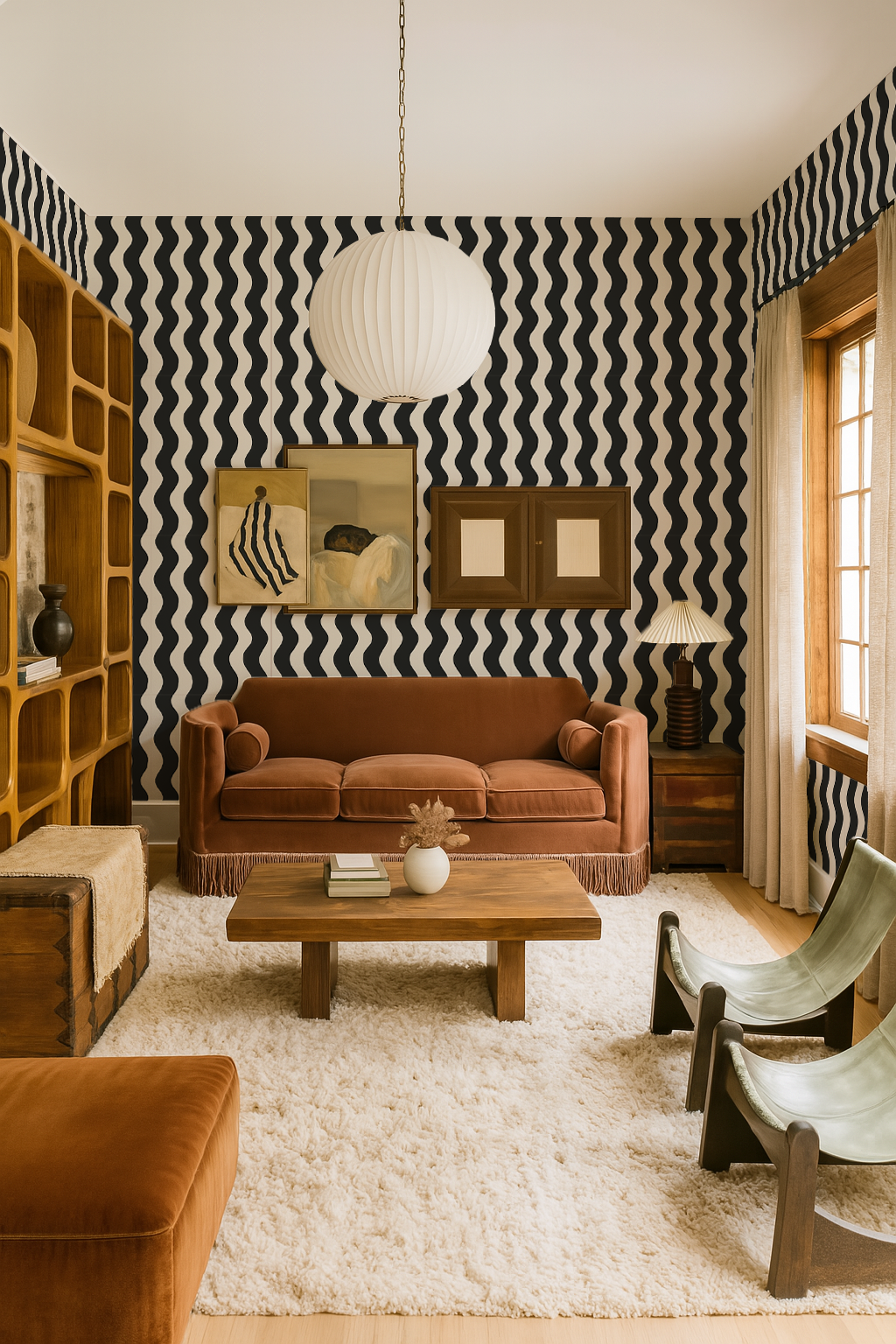 Ziggy Stripe Wallpaper, white and black - Tampa Home & Garden Store