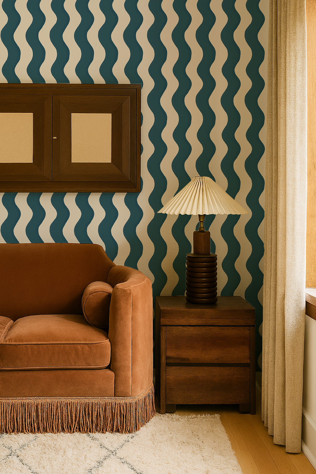 Ziggy Stripe Wallpaper, white and blue - Tampa Home & Garden Store