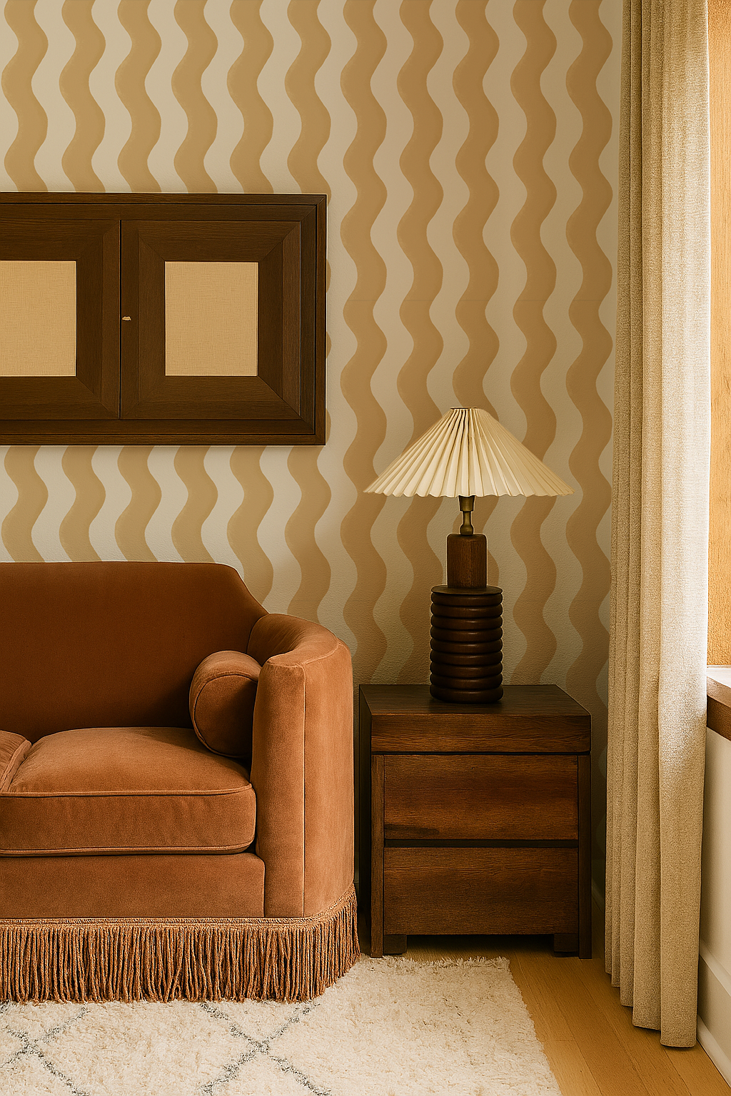 Ziggy Stripe Wallpaper, white and butter yellow - Tampa Home & Garden Store