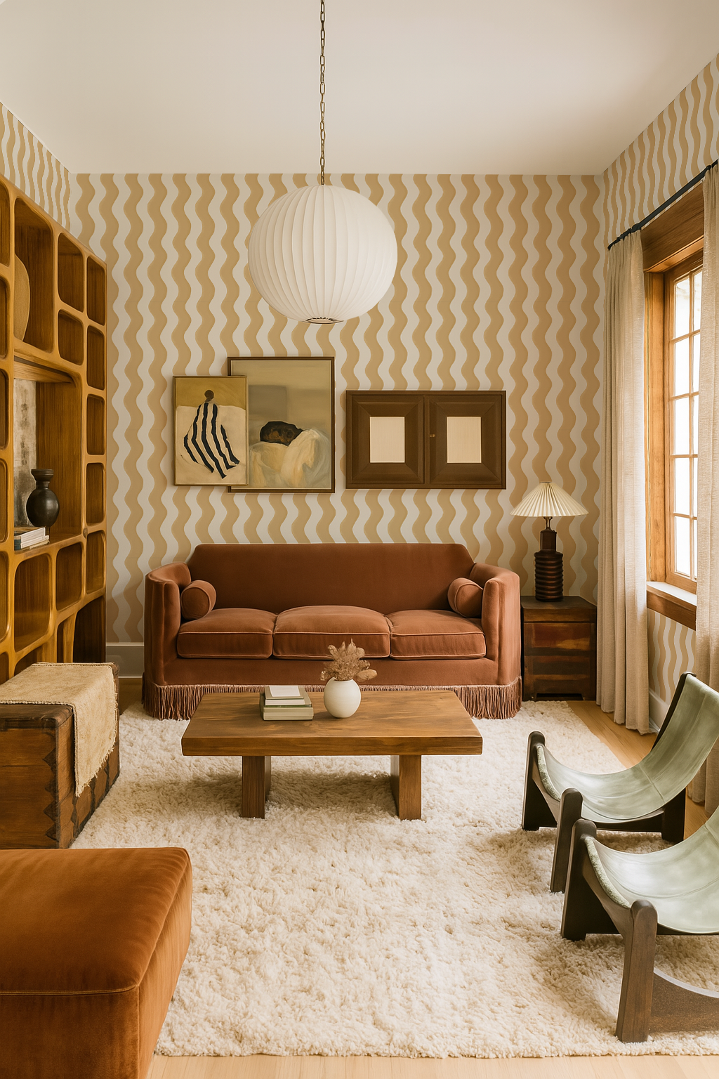 Ziggy Stripe Wallpaper, white and butter yellow - Tampa Home & Garden Store