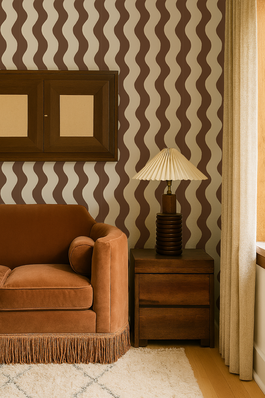 Ziggy Stripe Wallpaper, white and coco - Tampa Home & Garden Store