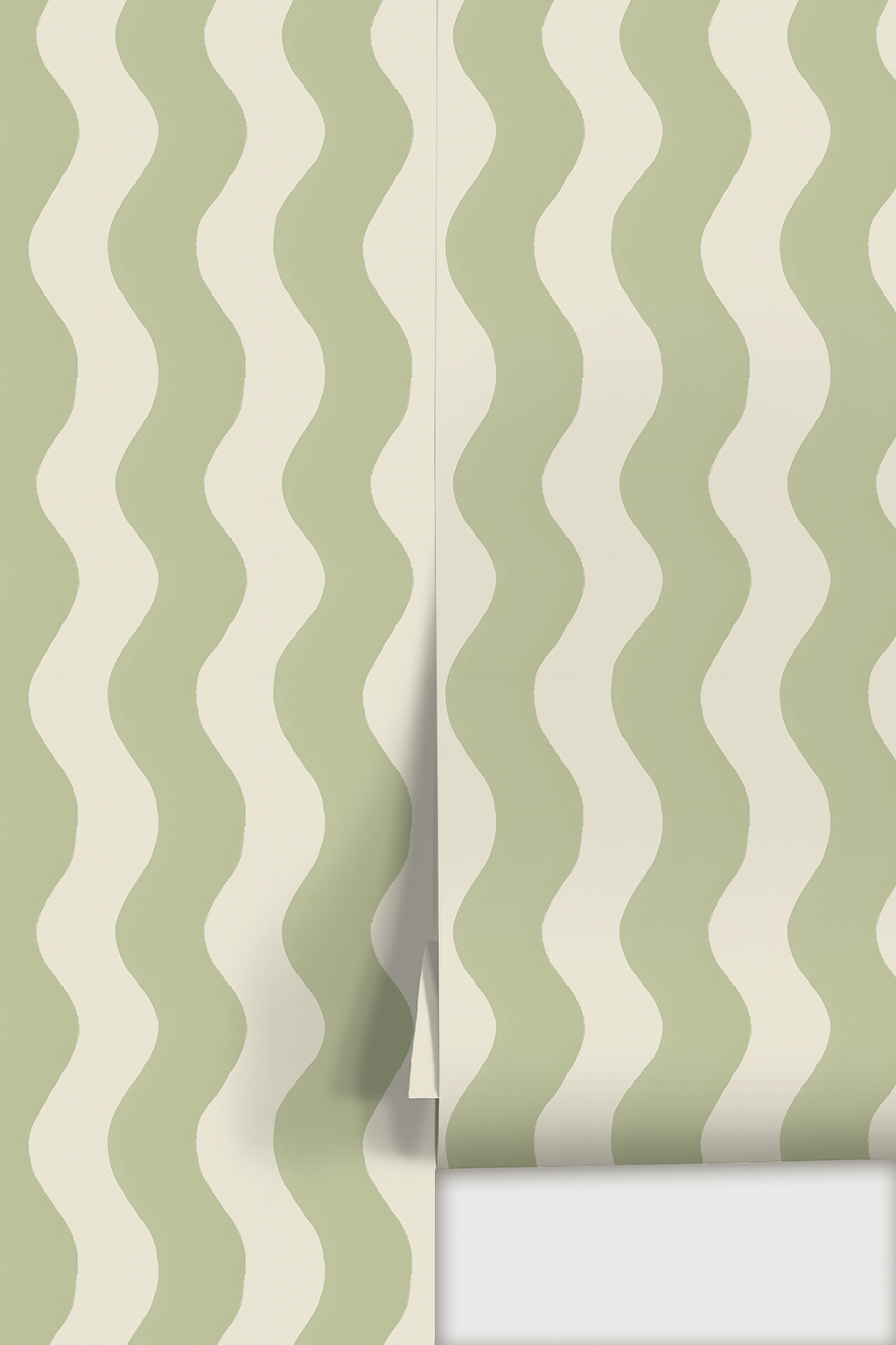 Ziggy Stripe Wallpaper, white and dusty lime - Tampa Home & Garden Store