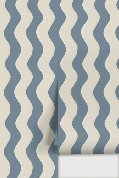 Ziggy Stripe Wallpaper, white and periwinkle - Tampa Home & Garden Store