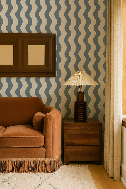 Ziggy Stripe Wallpaper, white and periwinkle - Tampa Home & Garden Store