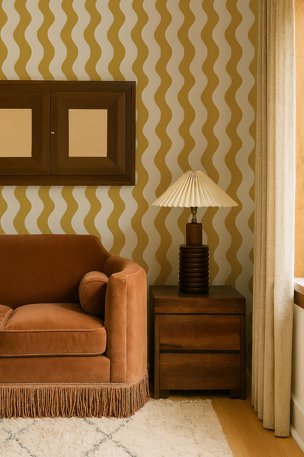 Ziggy Stripe Wallpaper, white and yellow - Tampa Home & Garden Store