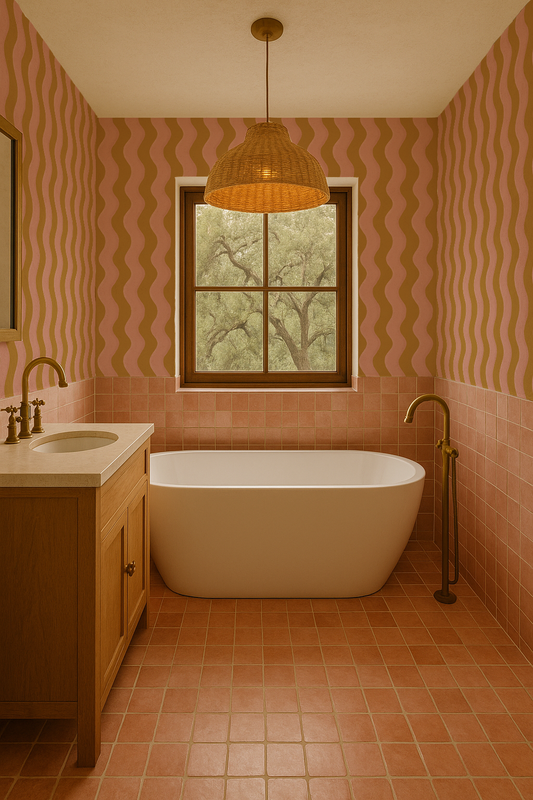 Ziggy Stripe Wallpaper, yellow and pink - Tampa Home & Garden Store