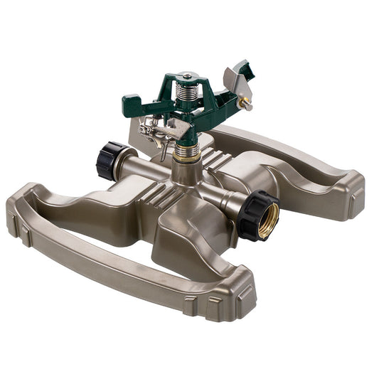 Pro Series Impact Sprinkler 28682 Orbit Irrigation hose-end sprinkler green head tan sled base on Tampa Home & Garden Store