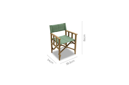 Zircon Teak Director Chair with piquant green cushions, teak frame by LifestyleGarden on Tampa Home & Garden Store