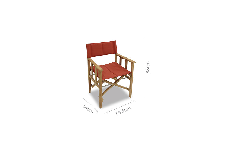 Zircon Teak Director Chair red cushions, teak frame, LifestyleGarden US club chair 1 piece on Tampa Home & Garden Store