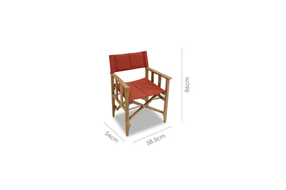 Zircon Teak Director Chair red cushions, teak frame, LifestyleGarden US club chair 1 piece on Tampa Home & Garden Store