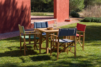 Zircon Teak Director Chair red cushion teak frame LifestyleGarden US outdoor seating on Tampa Home & Garden Store