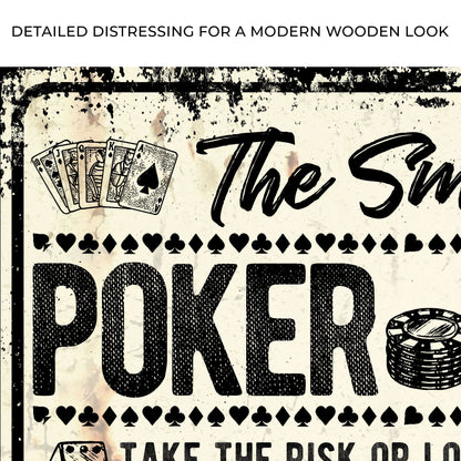 Take The Risk Poker Room Sign canvas with vintage black card motif on beige background on Tampa Home & Garden Store