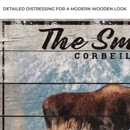 Moose Camp Sign canvas by Tailored Canvases with distressed wood background on Tampa Home & Garden Store