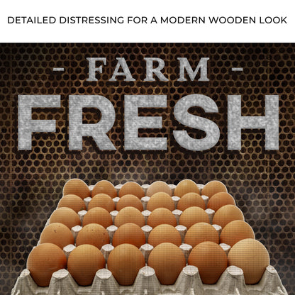 Sold Here Farm Fresh Eggs Sign on canvas by Tailored Canvases with brown perforated backdrop and egg carton on Tampa Home & Garden Store