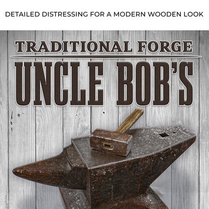 Traditional Forger Blacksmith Sign canvas by Tailored Canvases, brown lettering on wood on Tampa Home & Garden Store