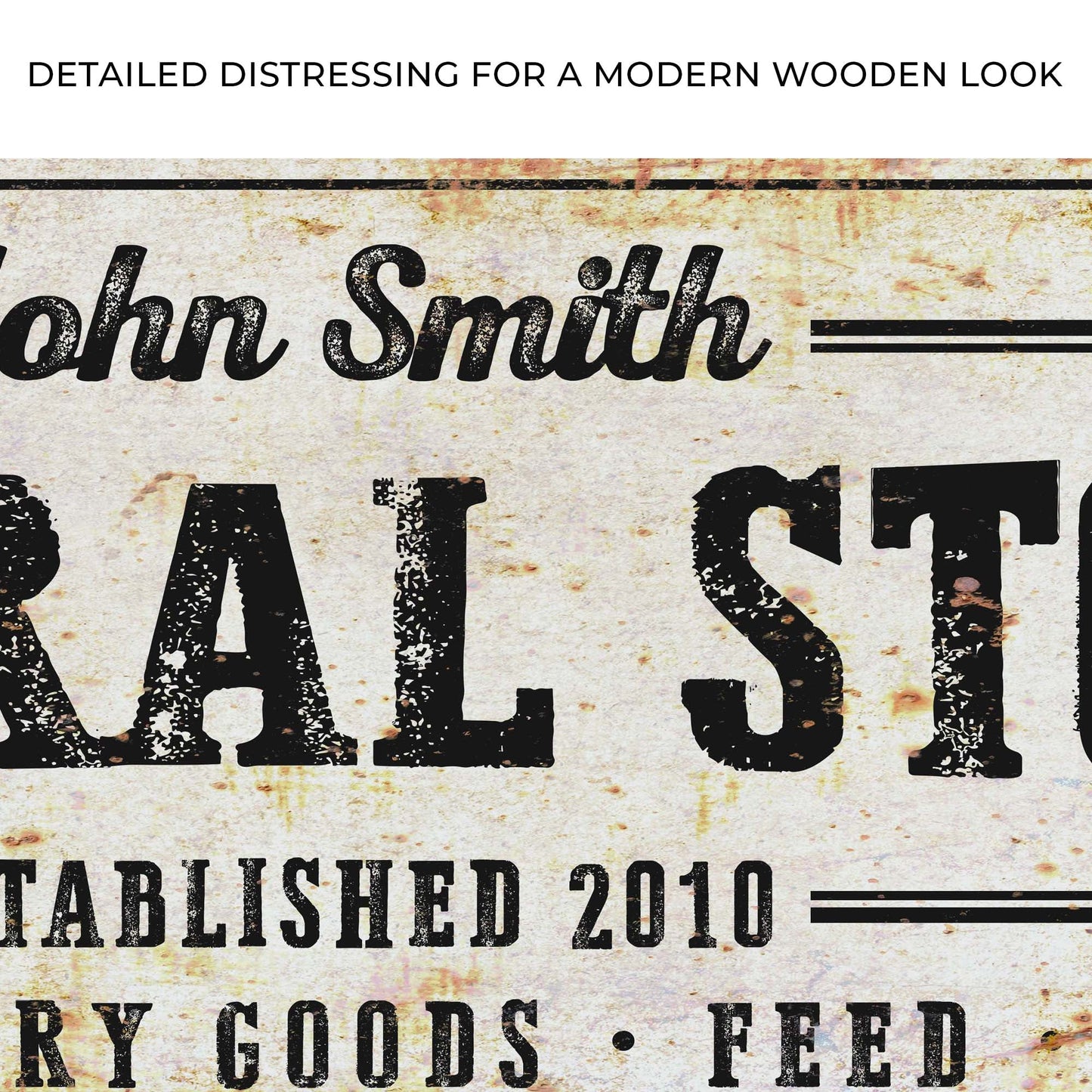 Rustic General Store Sign canvas by Tailored Canvases with distressed lettering on aged texture on Tampa Home & Garden Store