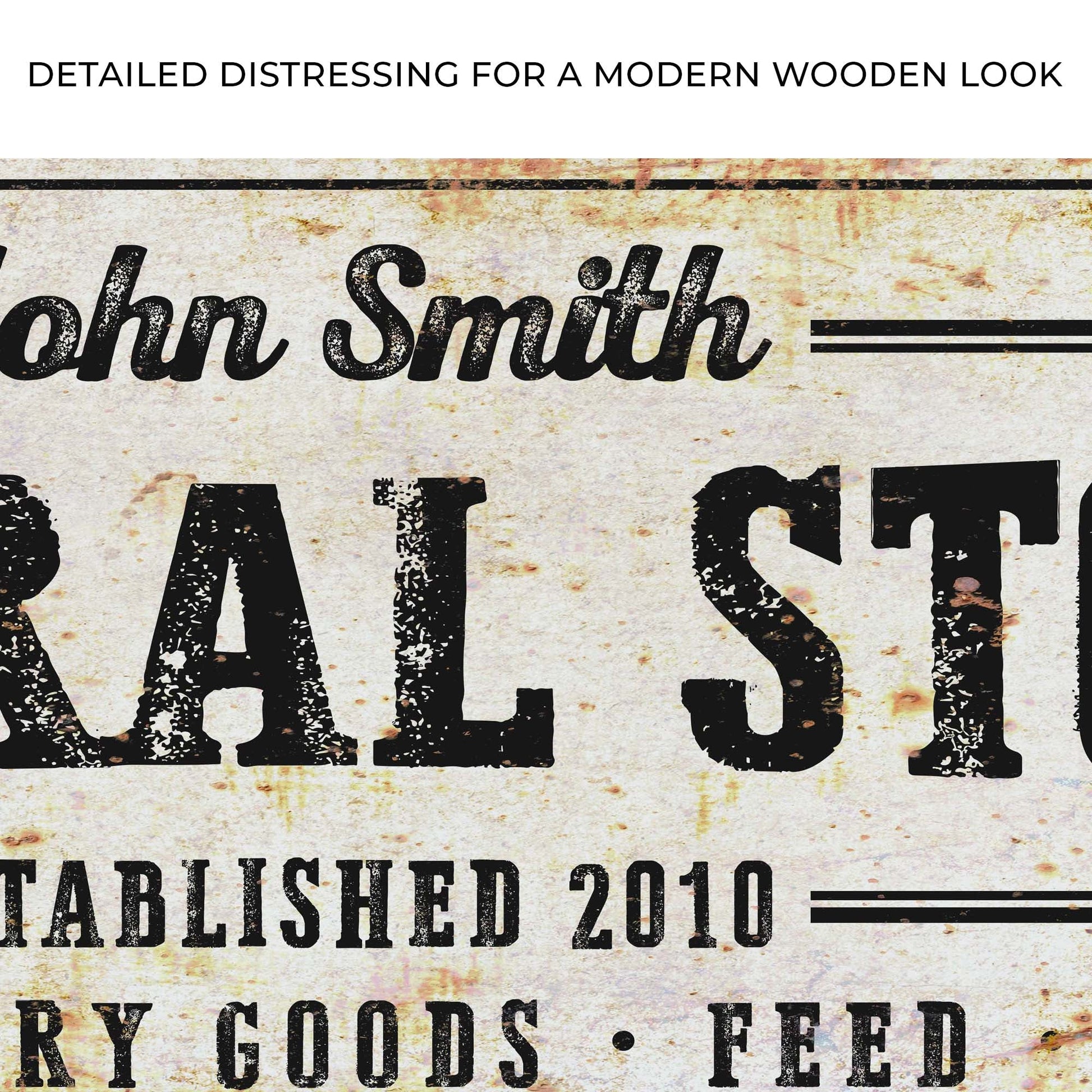 Rustic General Store Sign canvas by Tailored Canvases with distressed lettering on aged texture on Tampa Home & Garden Store