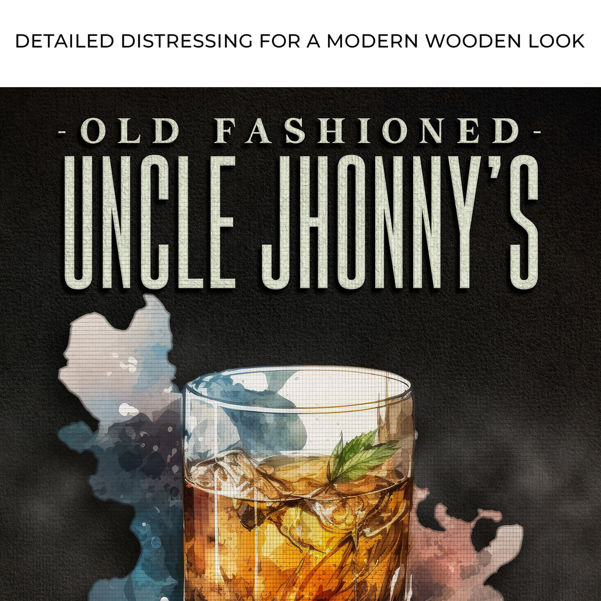 Old Fashioned Whiskey Bar Sign Canvas Tailored Canvases with whiskey glass on background on Tampa Home & Garden Store