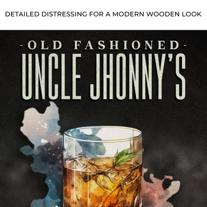 Old Fashioned Whiskey Bar Sign Canvas Tailored Canvases with whiskey glass on background on Tampa Home & Garden Store