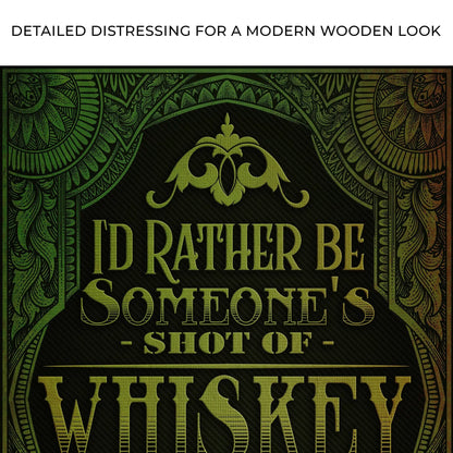 Whiskey Sign canvas by Tailored Canvases with intricate green and gold border on Tampa Home & Garden Store