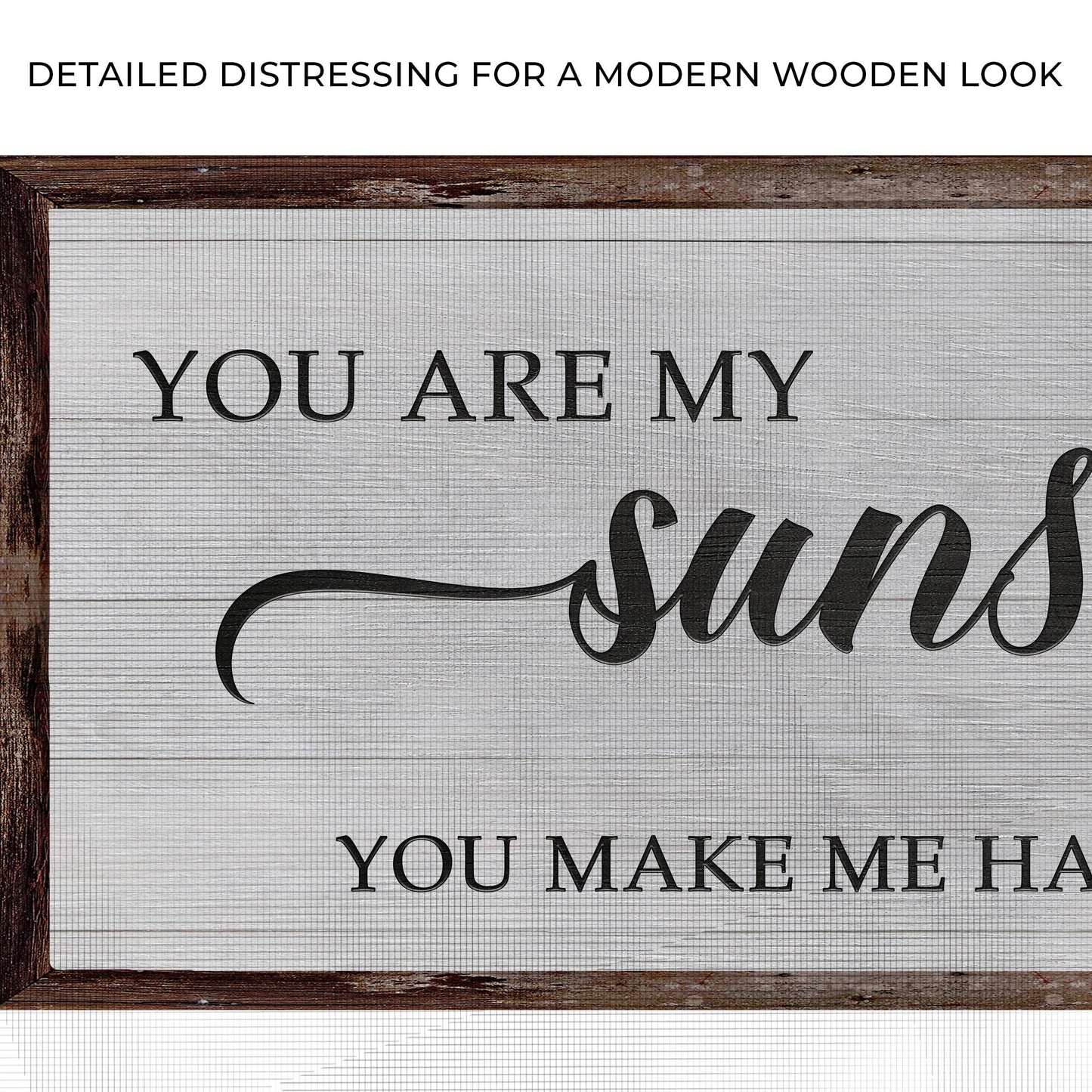 You Are My Sunshine Sign IV canvas gray board with dark wood frame Tailored Canvases on Tampa Home & Garden Store