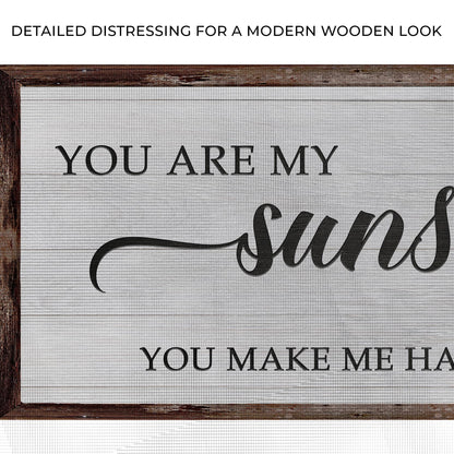 You Are My Sunshine Sign IV canvas gray board with dark wood frame Tailored Canvases on Tampa Home & Garden Store