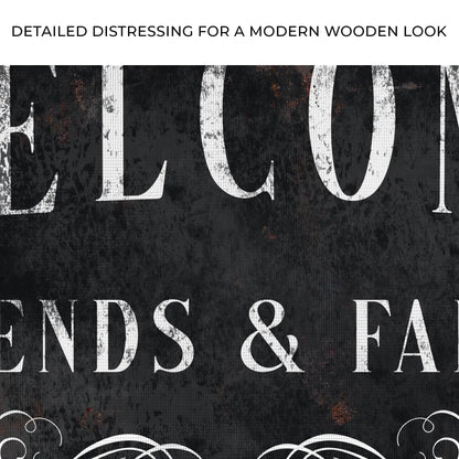Welcome Friends & Family Sign III canvas white serif lettering Tailored Canvases on Tampa Home & Garden Store