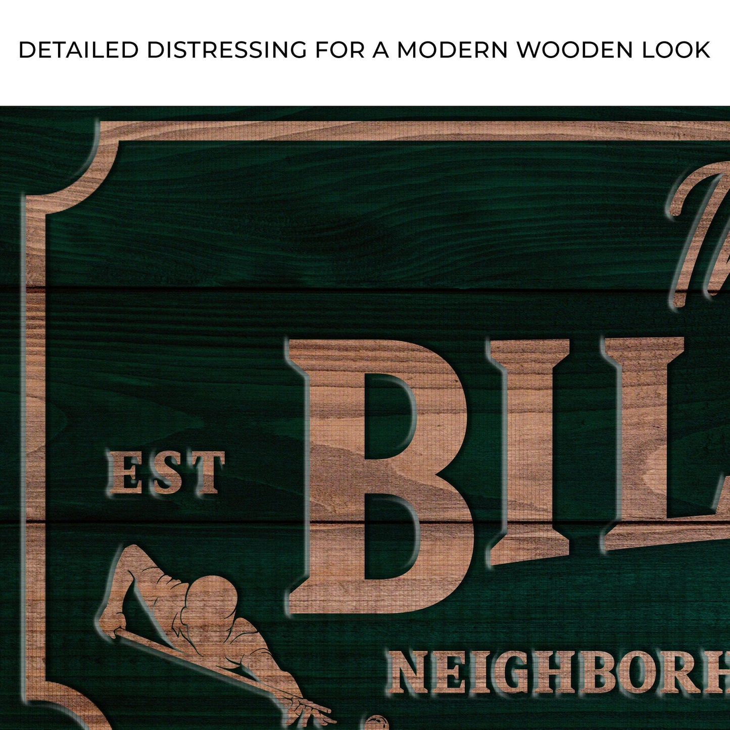 Neighborhood Pool Hall Billiards Sign Canvas by Tailored Canvases with lettering on green on Tampa Home & Garden Store