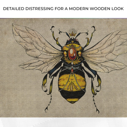 Vintage Queen Bee Canvas Wall Art by Tailored Canvases; burlap-textured canvas with bee motif on Tampa Home & Garden Store