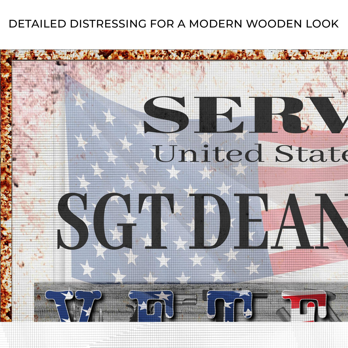 Thank You For Your Service Veterans Sign canvas with patriotic flag motif Tailored Canvases on Tampa Home & Garden Store