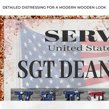 Thank You For Your Service Veterans Sign canvas with patriotic flag motif Tailored Canvases on Tampa Home & Garden Store