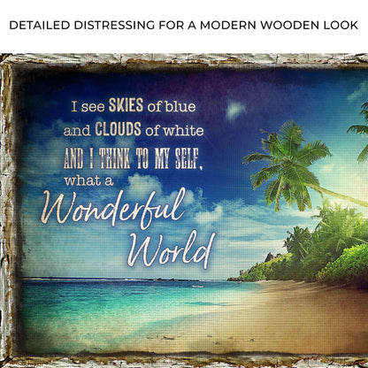 Canvas sign What A Wonderful World IX by Tailored Canvases with blue gradient sky on Tampa Home & Garden Store