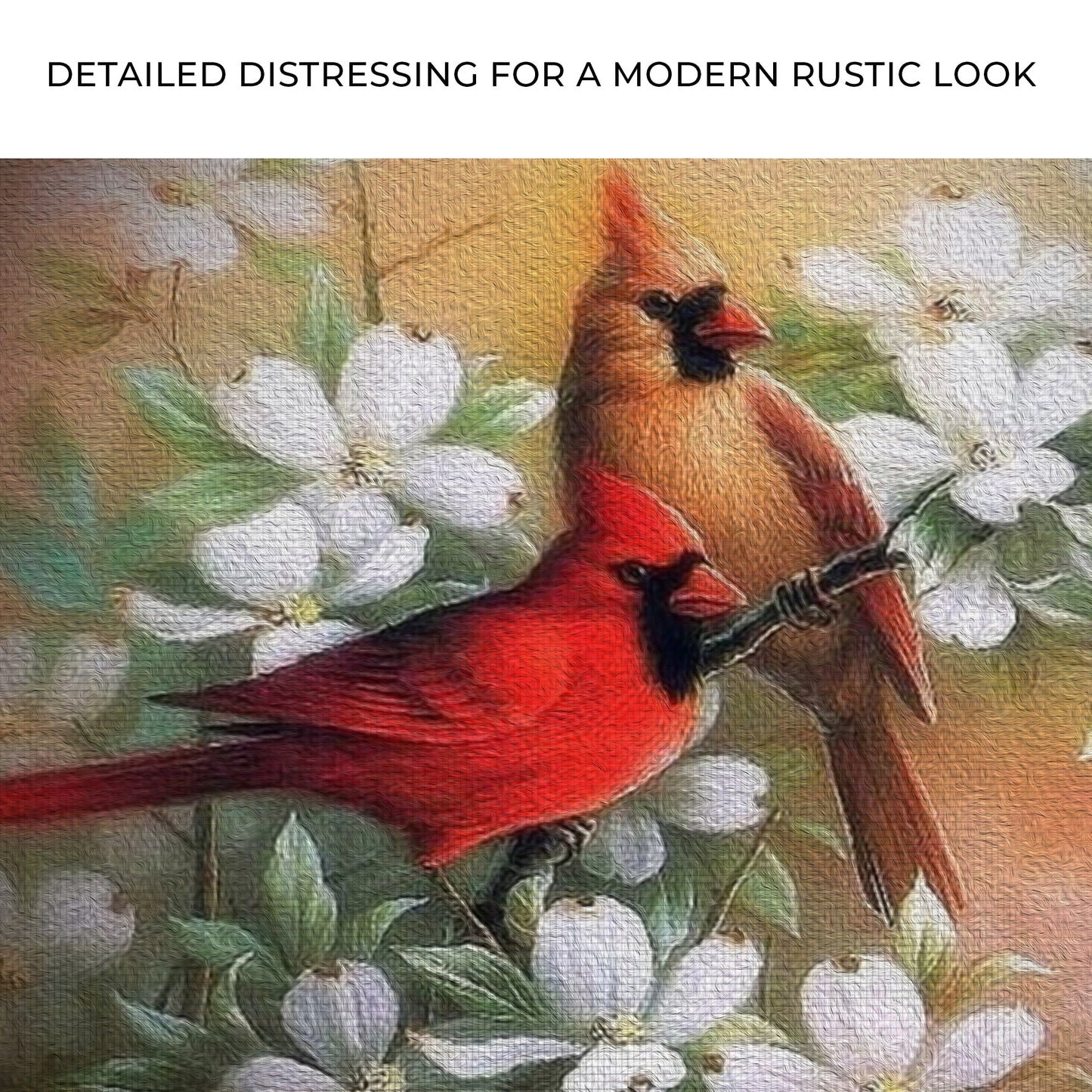 Cardinals on Dogwood Painting Canvas Wall Art by Tailored Canvases, cardinals among blooms on Tampa Home & Garden Store