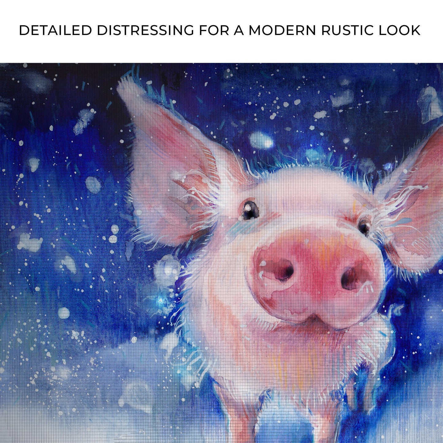 Fluffy Pig Watercolor Canvas Wall Art two pink pigs on blue background Tailored Canvases on Tampa Home & Garden Store