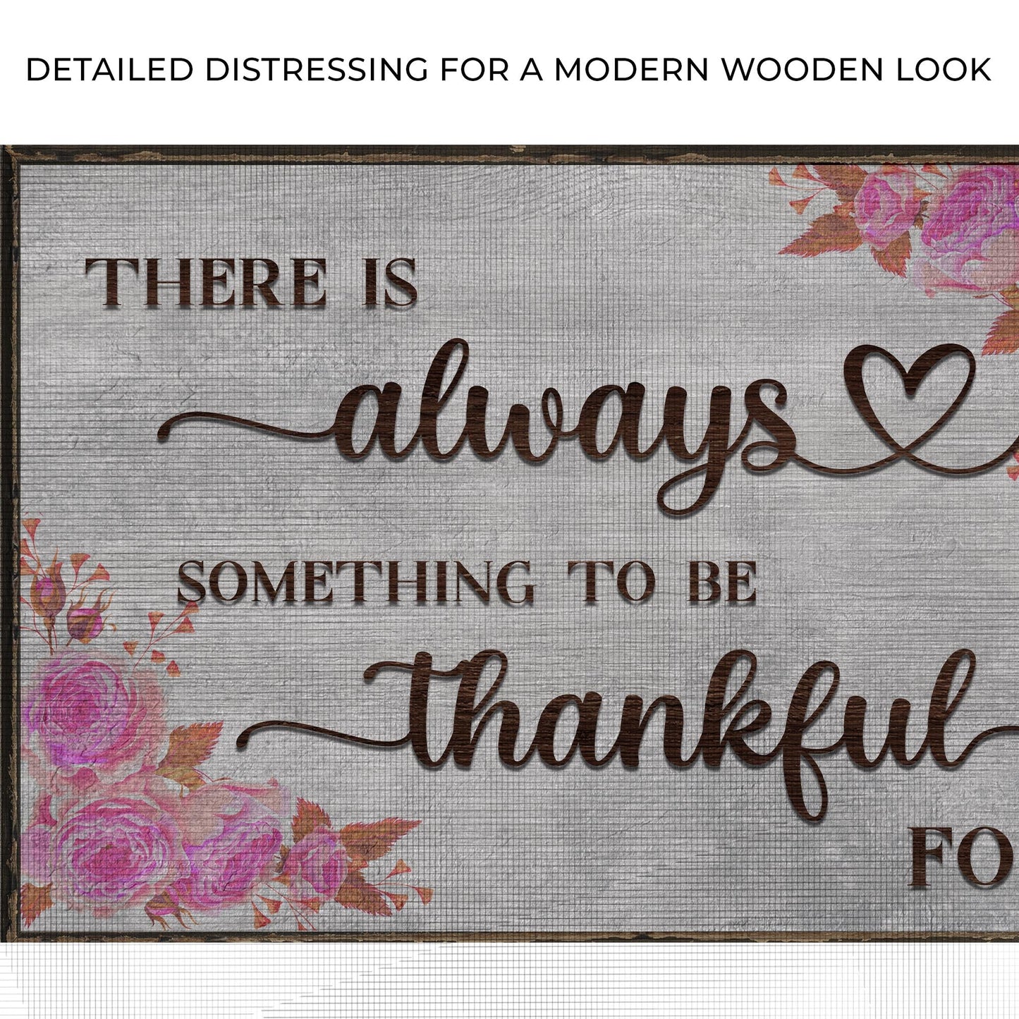 Canvas sign There Is Always Something To Be Thankful For III script on gray canvas on Tampa Home & Garden Store
