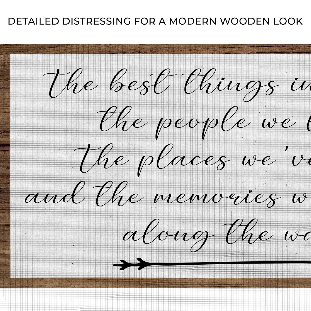 The Best Things In Life Sign II canvas crafting with cursive script on a rustic wood frame on Tampa Home & Garden Store