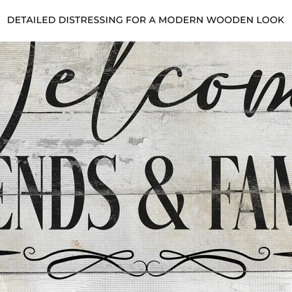 Canvas Welcome Friends & Family sign on distressed wood background Tailored Canvases on Tampa Home & Garden Store