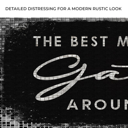 Tailored Canvases canvas sign distressed white script on black background on Tampa Home & Garden Store