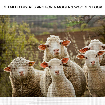 Curious Sheep Canvas Wall Art by Tailored Canvases; white sheep with orange ears in a garden on Tampa Home & Garden Store