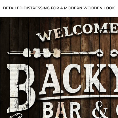 Welcome To Our Backyard Bar And Grill Sign canvas by Tailored Canvases for crafting decor on Tampa Home & Garden Store
