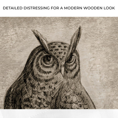 Owl pencil sketch portrait canvas wall art sepia toned crafting canvas on Tampa Home & Garden Store
