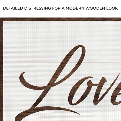 Love You More Sign III canvas by Tailored Canvases; brown script on grid craft canvas on Tampa Home & Garden Store