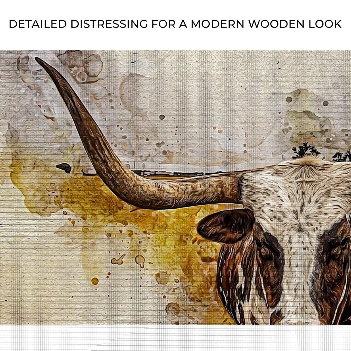 Canvas wall art Texas Longhorn watercolor style crafting canvas Tailored Canvases on Tampa Home & Garden Store