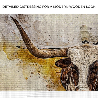 Canvas wall art Texas Longhorn watercolor style crafting canvas Tailored Canvases on Tampa Home & Garden Store