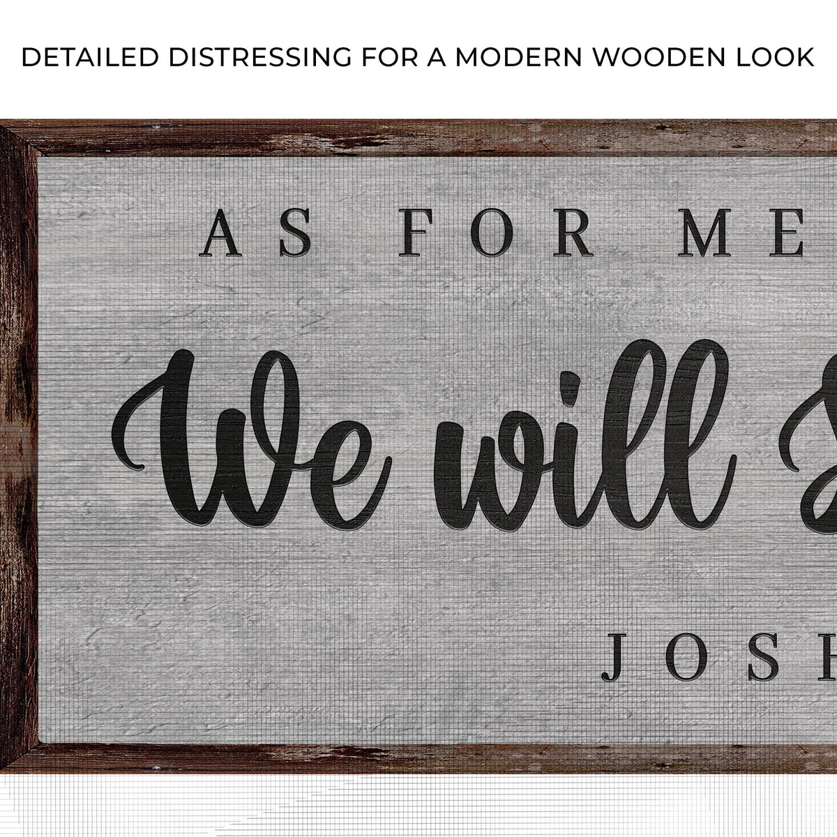Canvas crafting sign Joshua 24:15 We Will Serve The Lord rustic wood frame Tailored Canvases on Tampa Home & Garden Store